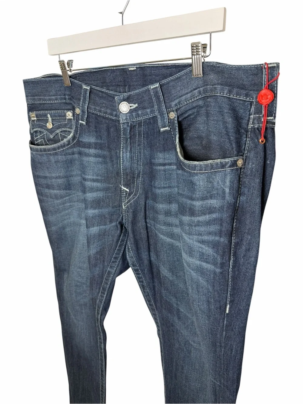NWT True Religion Rocco Skinny Flap Natural SN Dark Wash Jeans Y2K Street 38